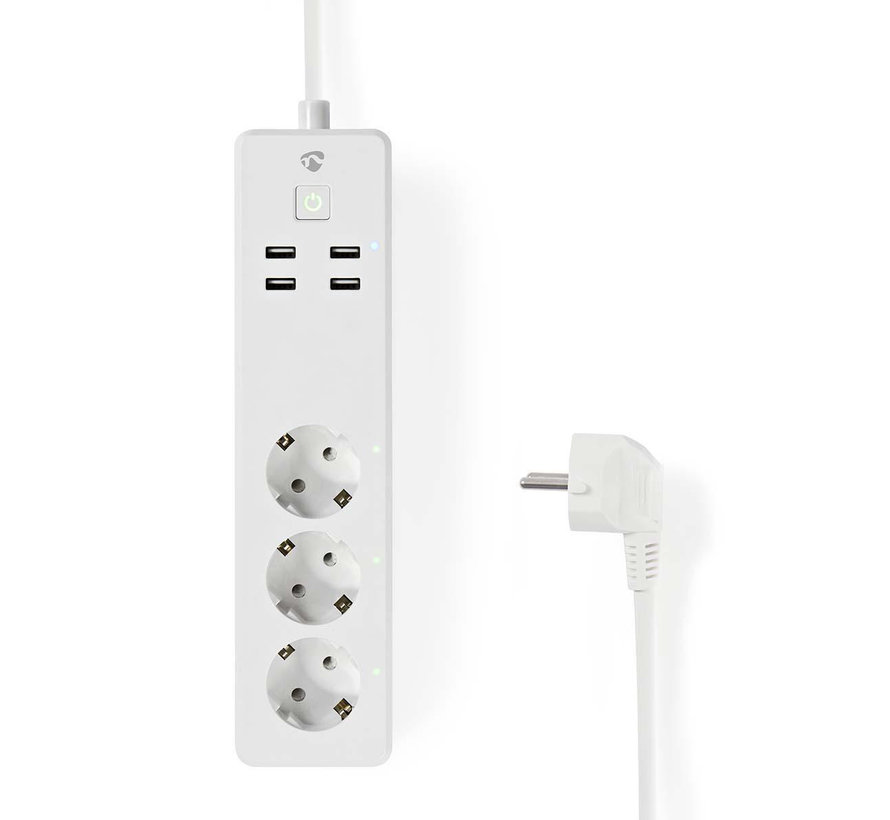 Wi-Fi Smart Stekkerdoos | 3x Schuko Type F | 4x USB | 16 A