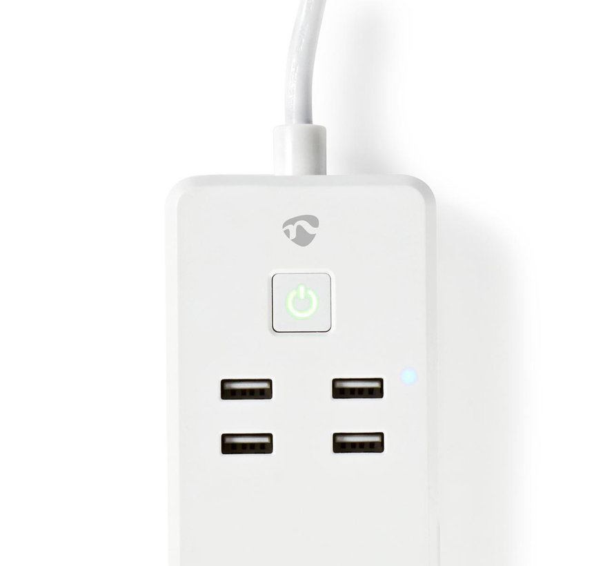 Wi-Fi Smart Stekkerdoos | 3x Schuko Type F | 4x USB | 16 A