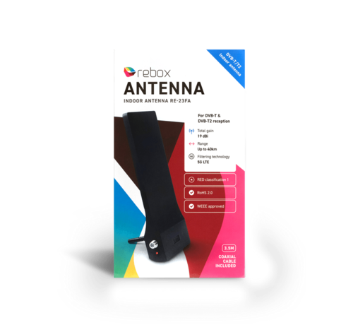 Rebox Rebox RE-23FA DVB-T2 binnen antenne voor DVB-T(2) 19 dBi - tot 40 km