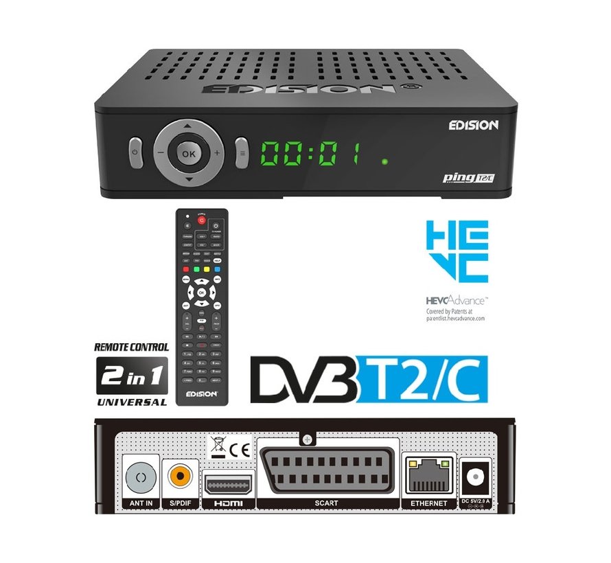 Edision PING T2/C DVB-T2C H.265 HEVC