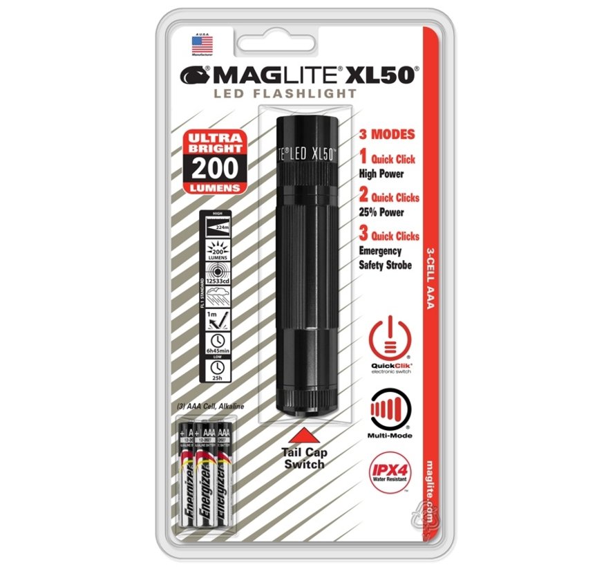 Maglite XL50-S3016 LED zaklamp zwart (3xAAA incl.) - 200 lumen