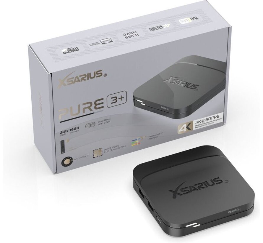 Xsarius Pure 3+ UHD - plus versie - 4K Android 11 Media Player