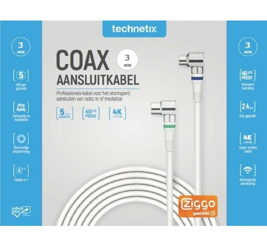 Technetix coaxkabel RLA++21 - ZIGGO geschikt (diverse lengtes)