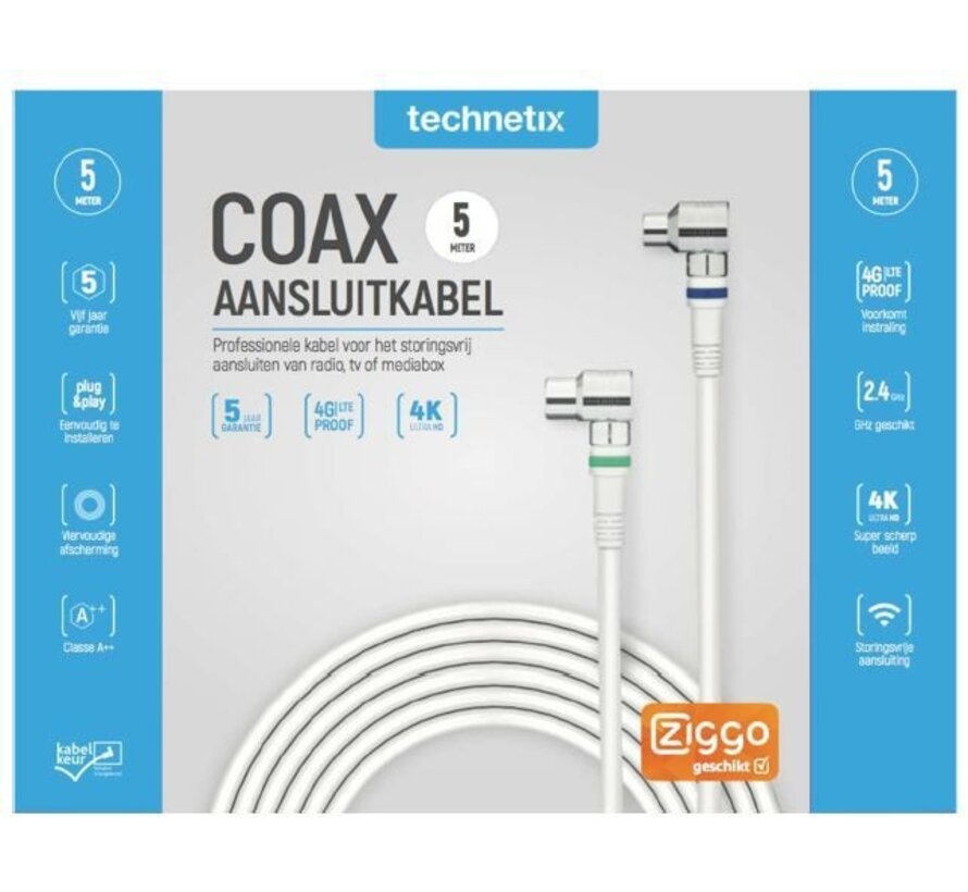 Technetix coaxkabel RLA++21 - ZIGGO geschikt (diverse lengtes)