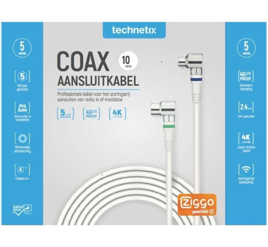 Technetix coaxkabel RLA++21 - ZIGGO geschikt (diverse lengtes)