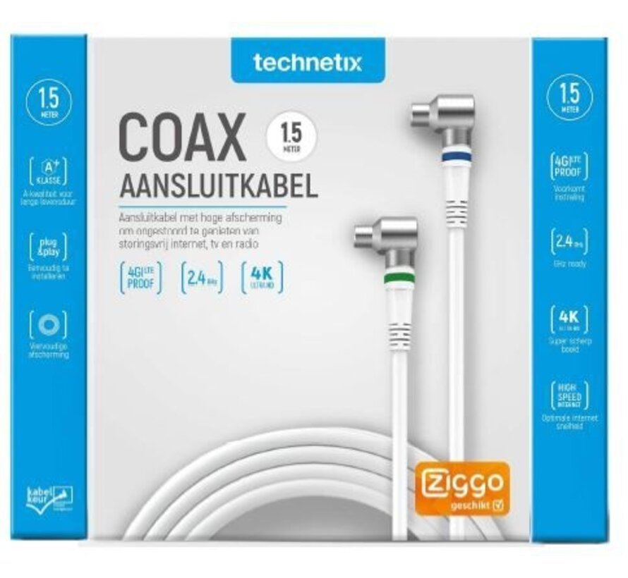 Technetix coaxkabel RLA++21 - ZIGGO geschikt (diverse lengtes)