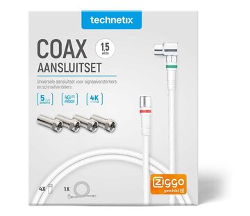 Technetix Technetix Connectionset F/IEC 1,5meter + 4 x F/IEC adapter - Ziggo geschikt