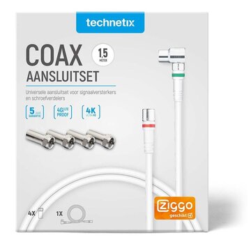 Technetix Technetix Connectionset F/IEC 1,5meter + 4 x F/IEC adapter - Ziggo geschikt