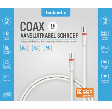 Technetix Technetix RLA++30  modem F-connector coaxkabel 1,5m - Ziggo geschikt