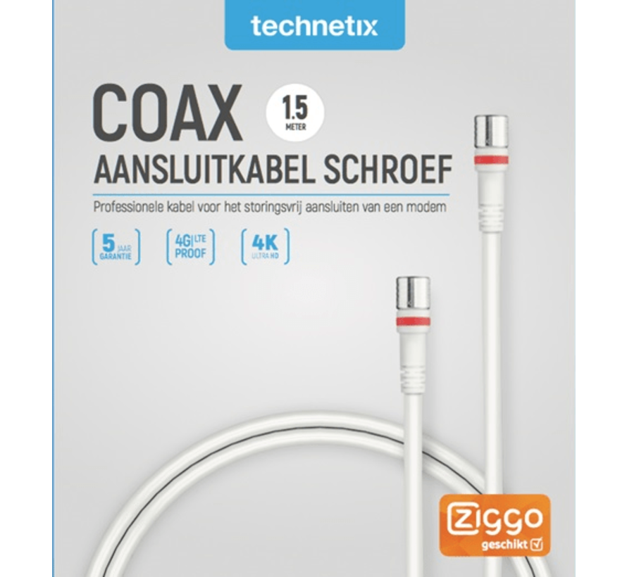 Technetix RLA++30  modem F-connector coaxkabel 1,5m - Ziggo geschikt