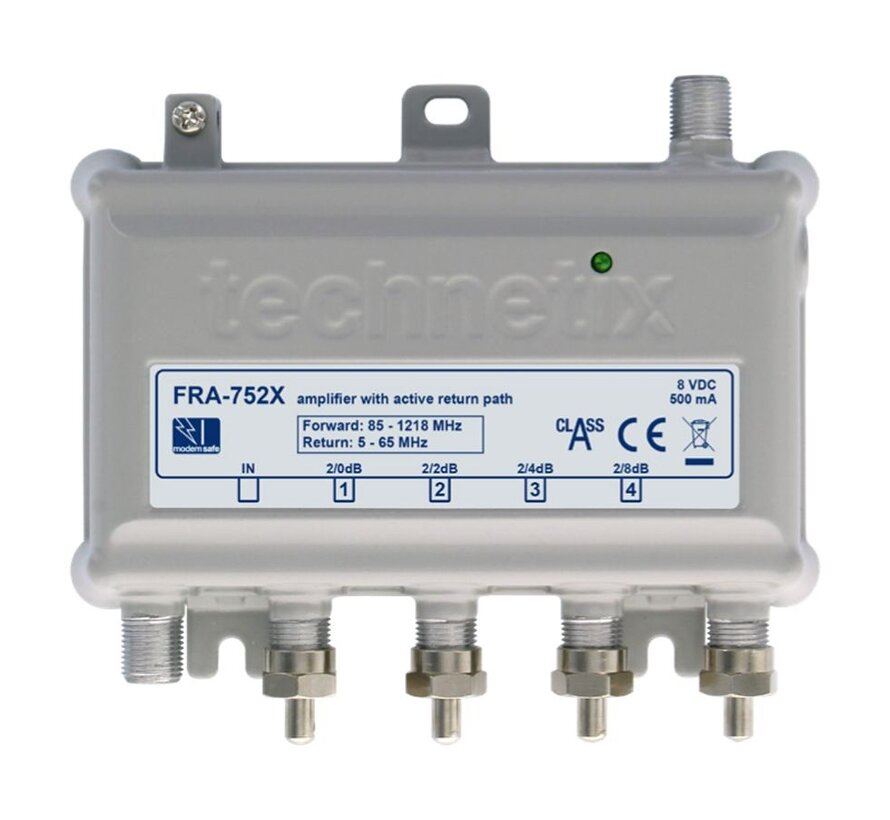 Technetix FRA-752X 0/2/4/8db versterker DOCSIS 3.1 - Ziggo geschikt