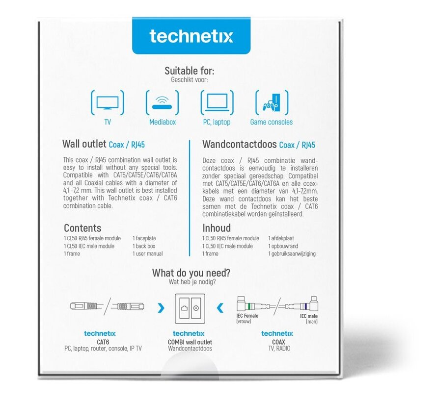 Technetix CL50-combi TV + RJ45 WCD einddoos