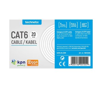 Technetix Technetix CAT6-IH-20 installatiekabel 20 meter Eca