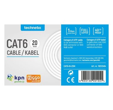 Technetix Technetix CAT6-IH-20 installatiekabel 20 meter Eca