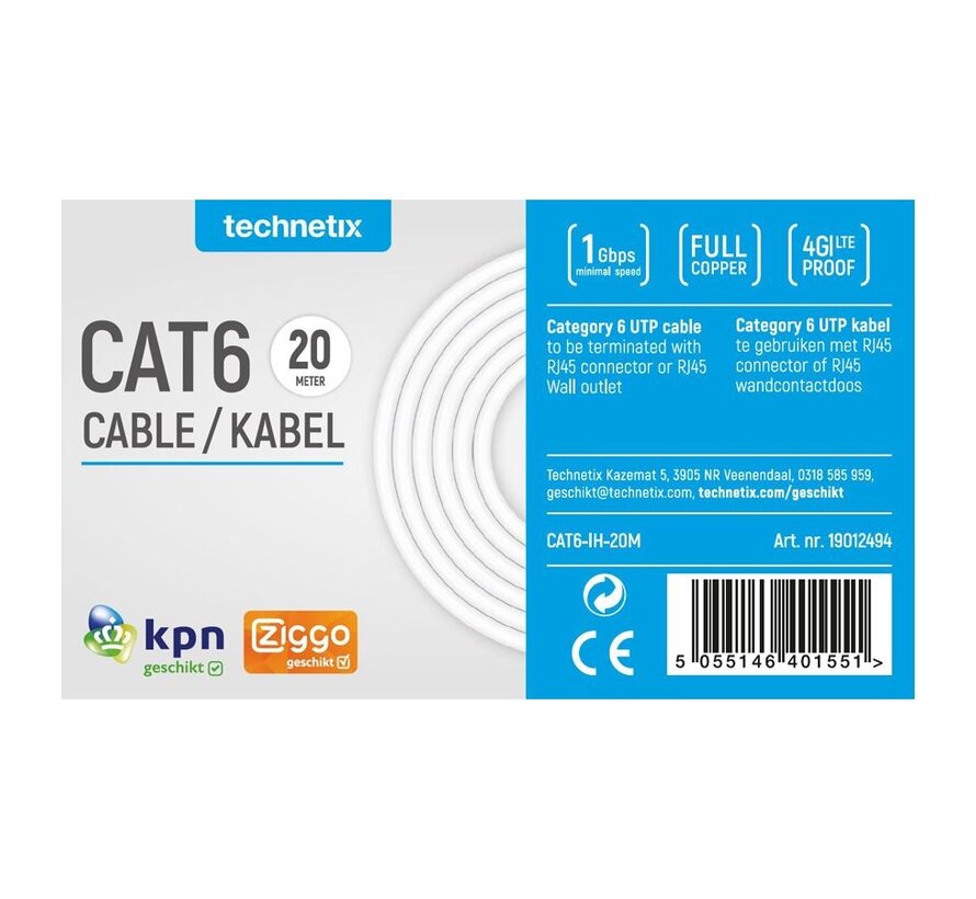 Technetix CAT6-IH-20 installatiekabel 20 meter Eca