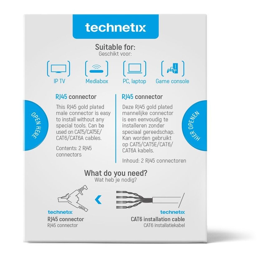 echnetix RJ45-DIY connectoren CAT6 per 2 stuks