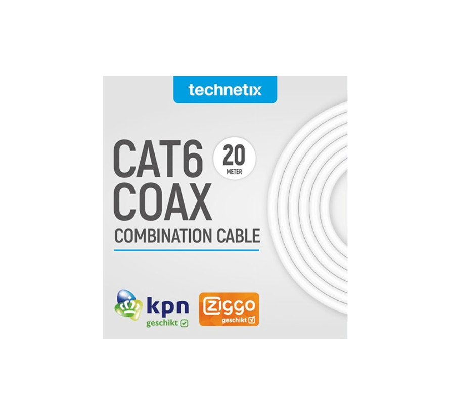 Technetix combikabel: CAT6/C18 - 20 meter CAT6 + Coax RG59T Eca