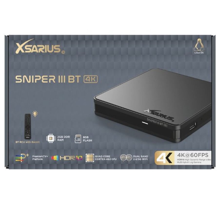 Xsarius Sniper 3 Bluetooth 4K UHD Linux OTT Mediastreamer