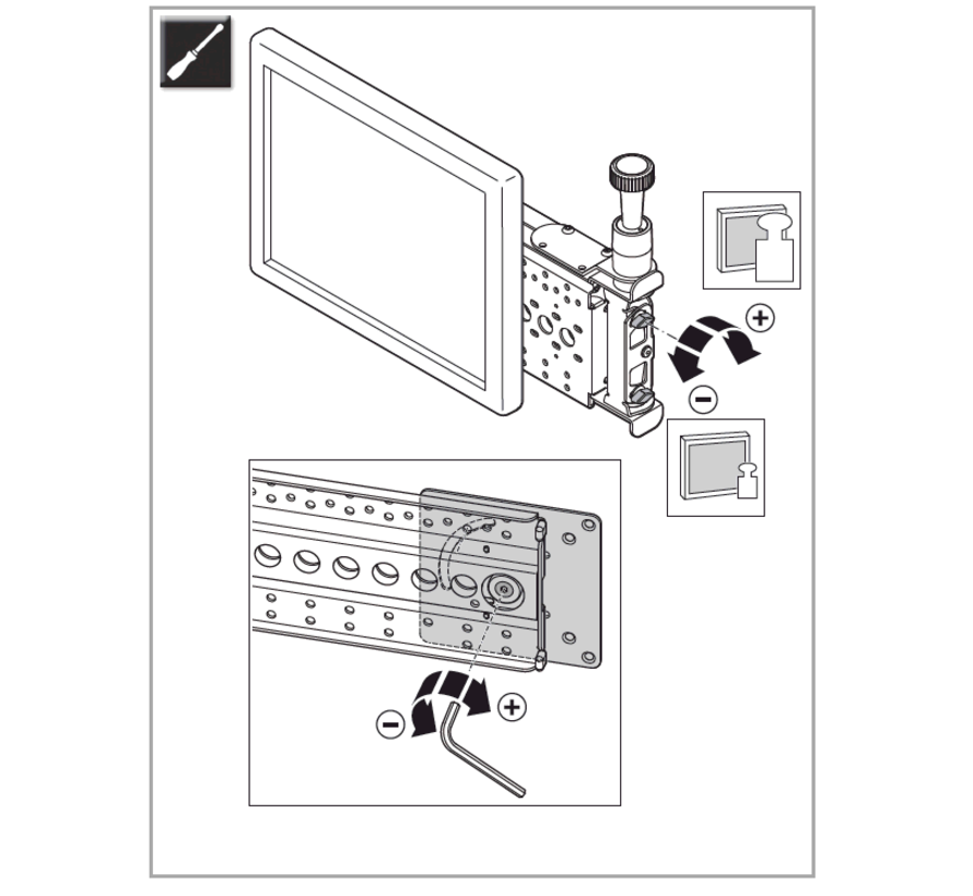 Novus SKY 20W 33cm TV wandbeugel caravan / camper vergrendelbaar en draaibaar