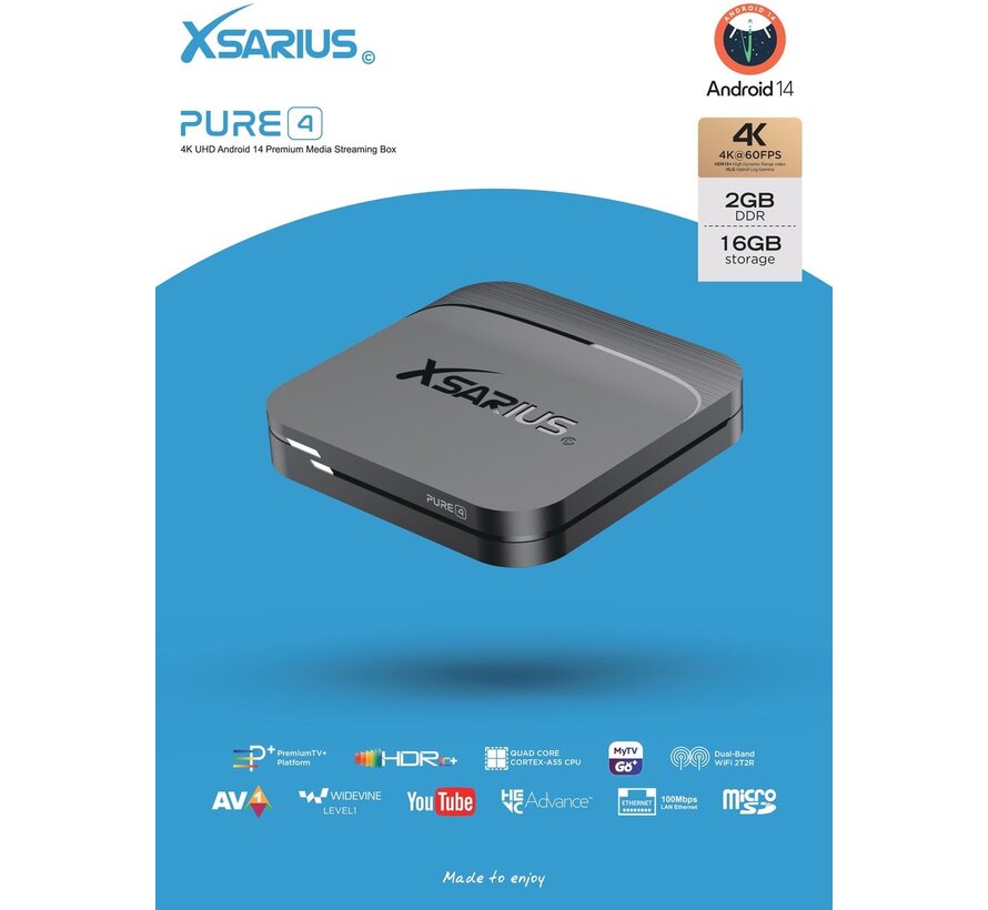 Xsarius Pure 4 UHD - 4K Android 14 Media Player