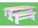 Euromini's Picknicktafel met 2 banken, wit