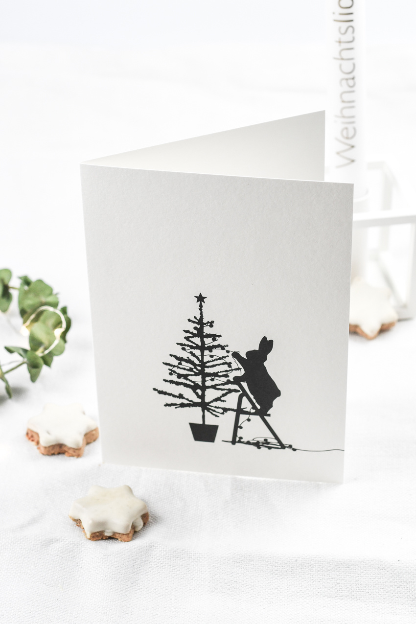 Winterlich, weihnachtliche Hasenkarten