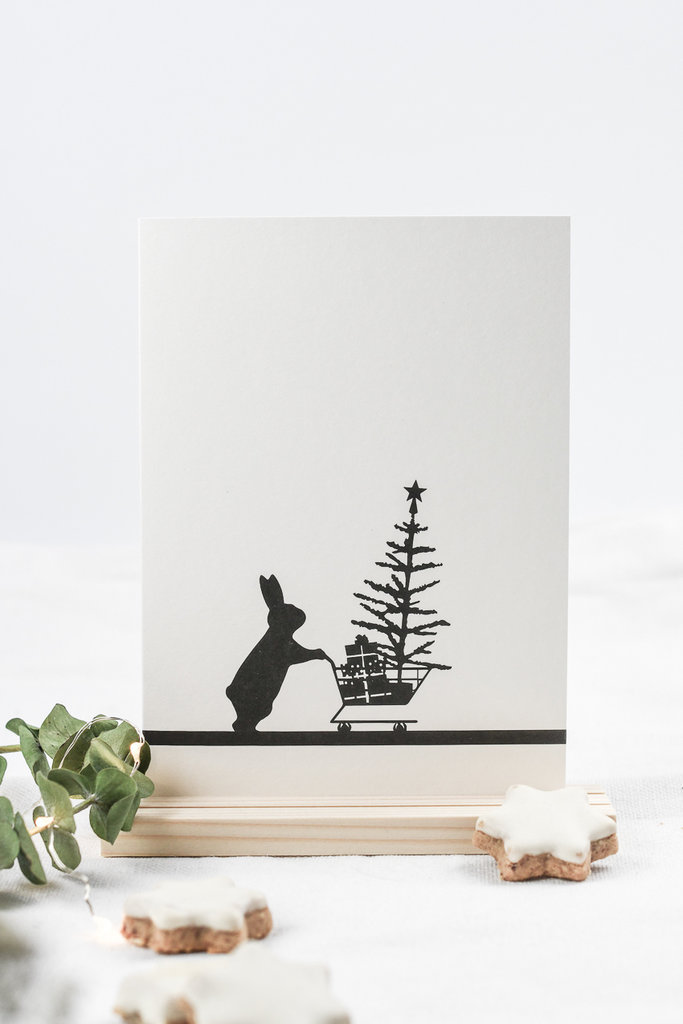 Winterlich, weihnachtliche Hasenkarten