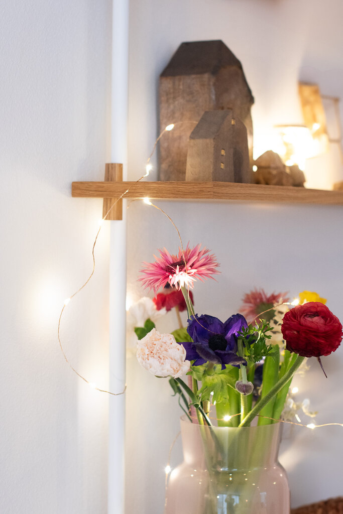 Lichterkette auf der Holzspule