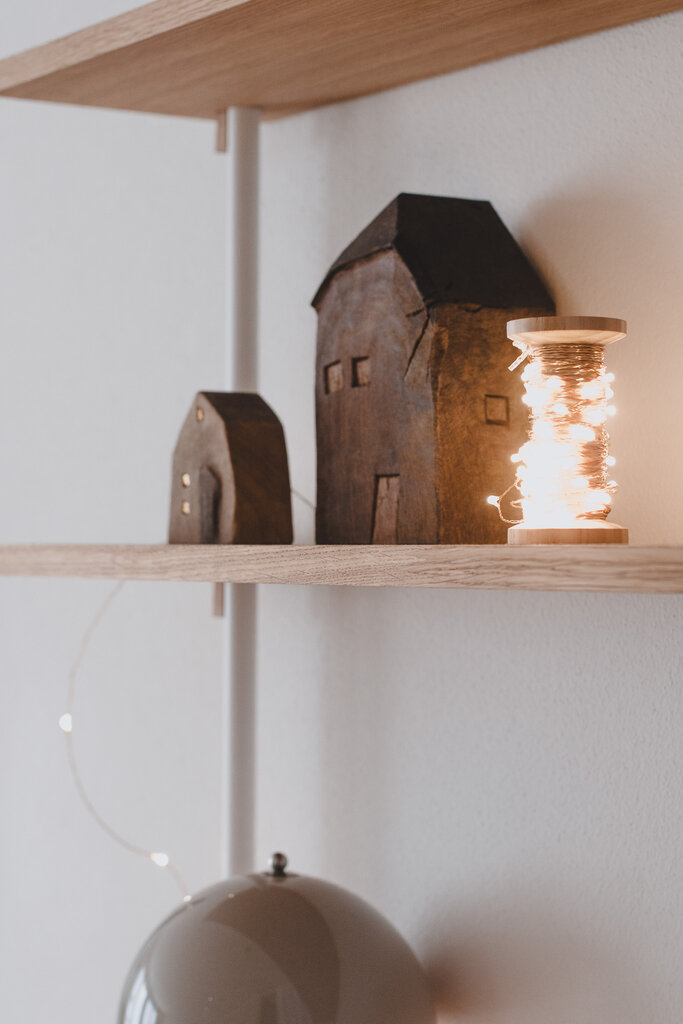 Lichterkette auf der Holzspule