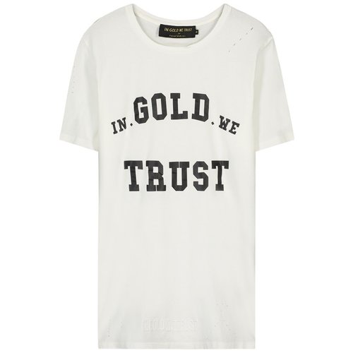 In Gold We Trust TSHIRT WHITE BLACK LOGO DESTROYED In Gold We Trust TSHIRT WHITE BLACK LOGO DESTROYED