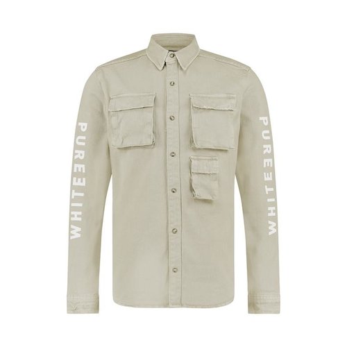 Purewhite UTILITY REVERSED LOGO SHIRT SAND Purewhite UTILITY REVERSED LOGO SHIRT SAND