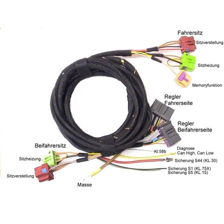 Seat Heating + Electric Memory Seats - Harness - VW, Audi