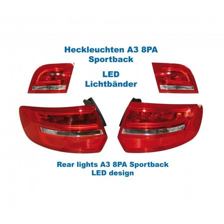 Facelift LED Rear Lights - Lights Only - Audi A3 8PA Sportback