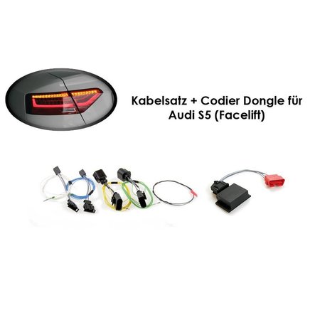 Kabelsatz + Codier-Dongle LED-Heckleuchten für Audi A5/S5 Facelift - Standard-US auf LED facelift-EU