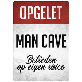 Creatief Art Spreukenbordje: Opgelet! Man Cave, Betreden Op Eigen Risico! | Houten Tekstbord