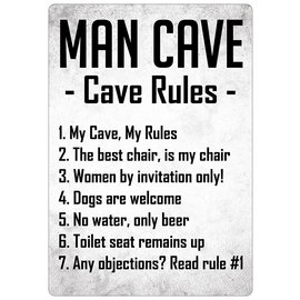 Creatief Art Spreukenbordje: Man Cave, Cave Rules! | Houten Tekstbord