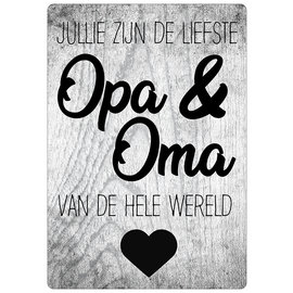 Creatief Art Spreukenbordje: Jullie Zijn De Liefste Opa & Oma Van De Hele Wereld! | Houten Tekstbord