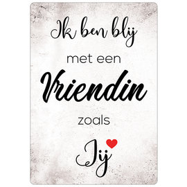 Creatief Art Spreukenbordje: Ik Ben Blij Met Een Vriendin Zoals Jij! | Houten Tekstbord