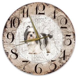 Creatief Art Houten Klok - 30cm - Hond - Shih Tzu