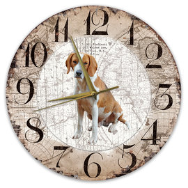 Creatief Art Houten Klok - 30cm - Hond - Foxhound