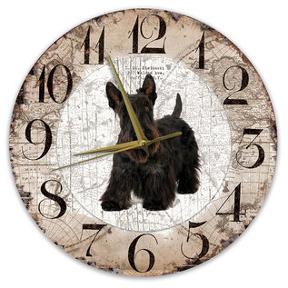 Creatief Art Houten Klok - 30cm - Hond - Schotse Terriër