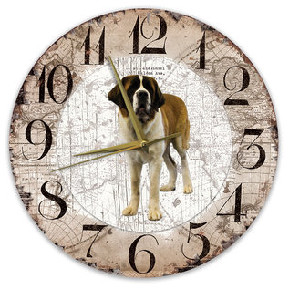 Creatief Art Houten Klok - 30cm - Hond - Sint Bernard (langhaar)