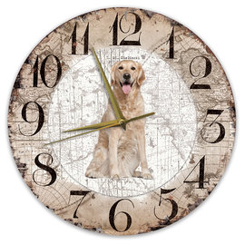 Creatief Art Houten Klok - 30cm - Hond - Golden Retriever