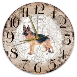 Creatief Art Houten Klok - 30cm - Hond - Duitse herder