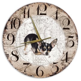 Creatief Art Horloge en bois - Chihuahua Black