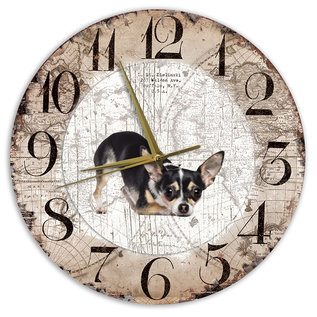 Creatief Art Houten Klok - 30cm - Hond - Chihuahua