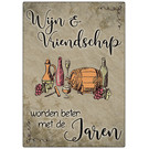 Creatief Art Spreukenbordje: Wijn en vriendschap worden beter met de jaren | Houten Tekstbord