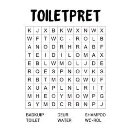 Creatief Art Spreukenbordje: Toiletpret woordzoeker | Houten Tekstbord