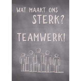 Creatief Art Spreukenbordje: Wat maakt ons sterk? Teamwerk! | Houten Tekstbord