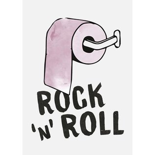 Creatief Art Spreukenbordje: Rock 'n Roll! WC bordje | Houten Tekstbord